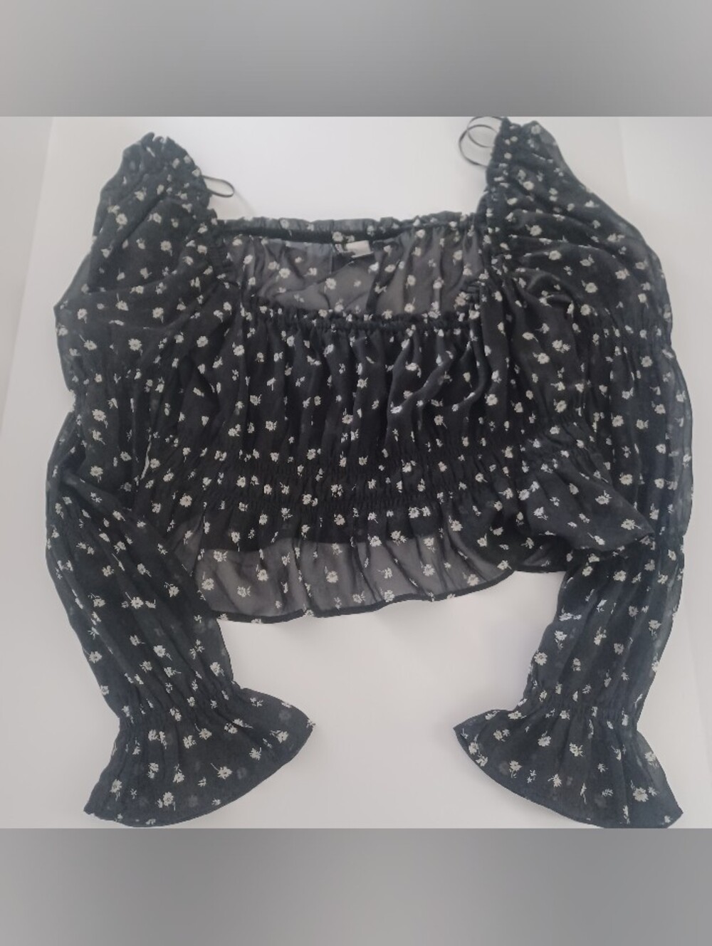 Divided H&M Festival Cropped Blouse Sz L